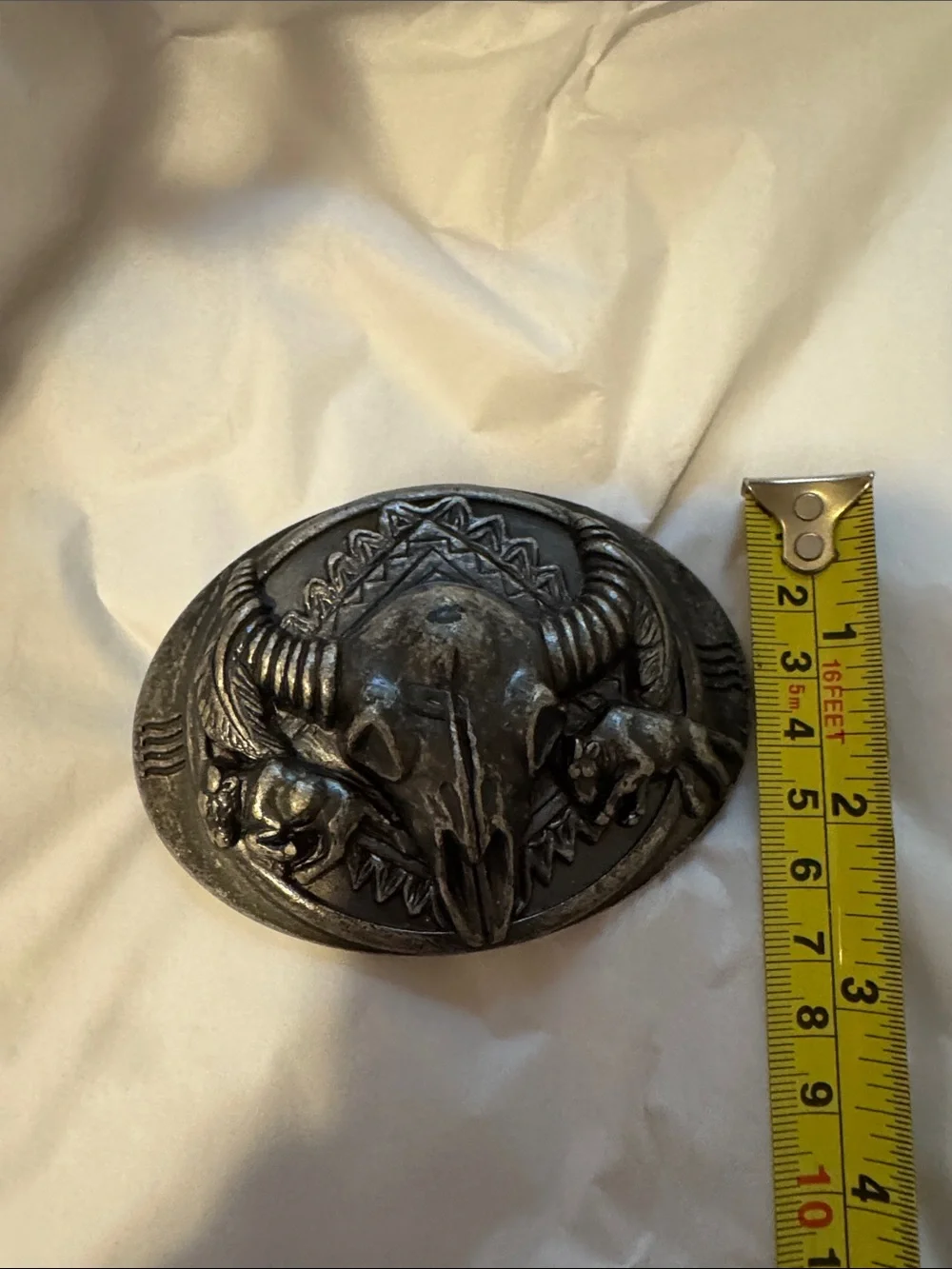 Vintage buffalo skull belt buckle